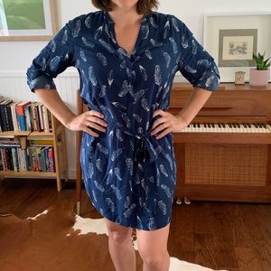 Banana Republic feather shirt dress w/ tie